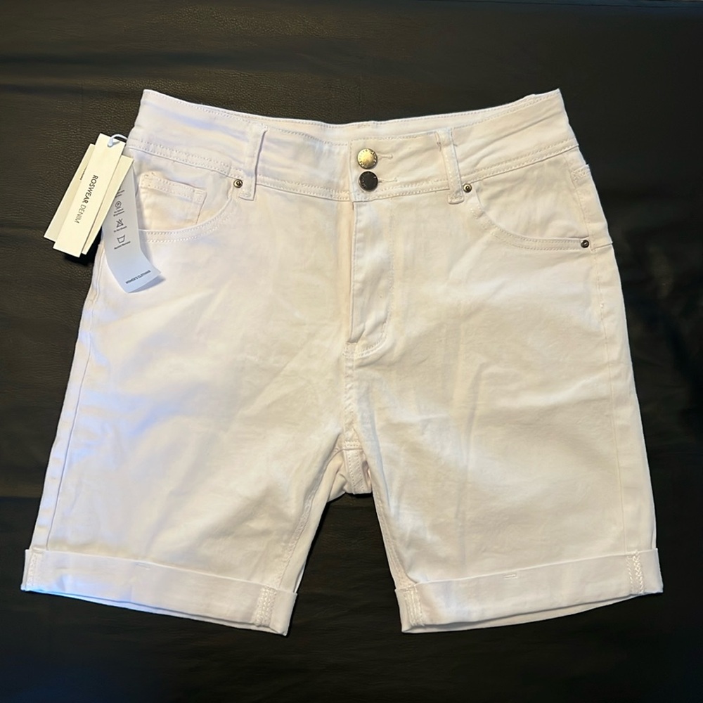 ROSWEAR Women’s White Denim Shorts, Sz L (10-12)